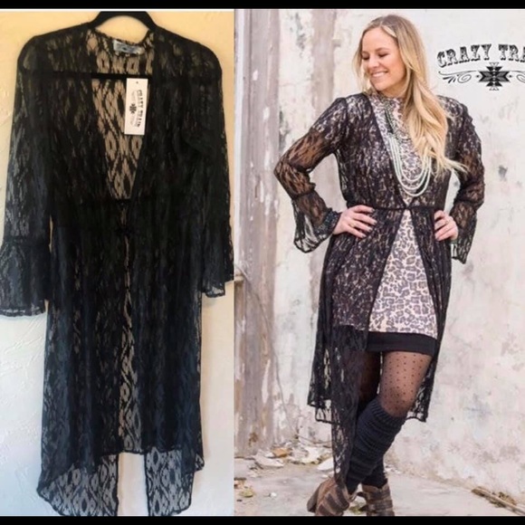⭐️ CRAZY TRAIN DANIA BLACK LACE DUSTER ⭐️ - Picture 1 of 4